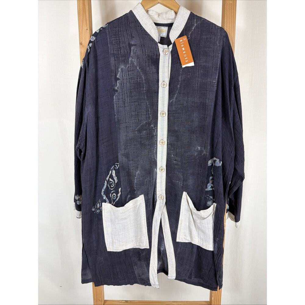 NWT Kusnadi New York Black With Batik Pattern Drop Sleeve Jacket #1327 One Size